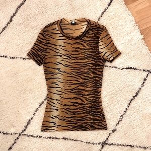 Vintage 90’s Moschino Jeans Sheer Tiger Print Tee!